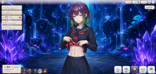 AIメイト（ai-mate）のゲーム画面「ホーム画面、編成したキャラクターを表示」