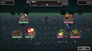 Deck Beastsのゲーム画面「バトル画面：他のプレイヤーが組んだチームと自動で戦います」