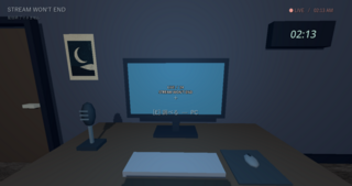 STREAM WON'T END（配信終了できません）のゲーム画面「深夜の自室を探索します」