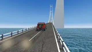 WILD DIRT RALLYのゲーム画面「水の上にかかる天空の橋」