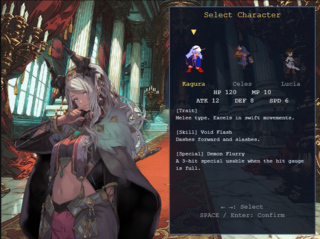 Princess Vanguard: Lucia's March/プリンセスヴァンガード:ルシアの進軍のゲーム画面「キャラクタ選択」