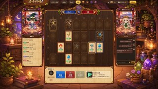 アルケミーパズルのゲーム画面「錬成したものはまた素材になる。温泉を発見！」
