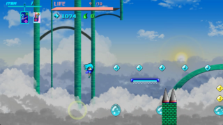 シンベールクリスタル ルーツのゲーム画面「空中ステージ」