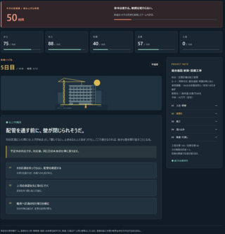 現場のむこう — 施工管理体験ゲームのゲーム画面「突発トラブルが発生した時の画面です。」