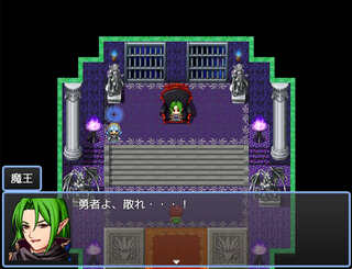 魔王と勇者の戦いのゲーム画面「魔王城には多くの勇者が攻めてくる！」