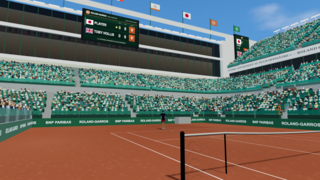 First Person Tennisのゲーム画面「様々なコートを用意しており、今後も追加予定です！」