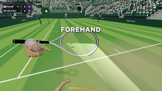 First Person Tennisのゲーム画面「ダイナミックなスワイプ操作でウィナーを狙いましょう！」