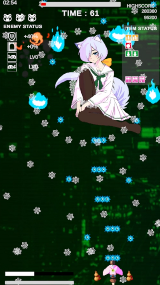 KON-PON SHMUP -Shapeshifter Showdown- Demoのゲーム画面「STAGE1ボス戦」
