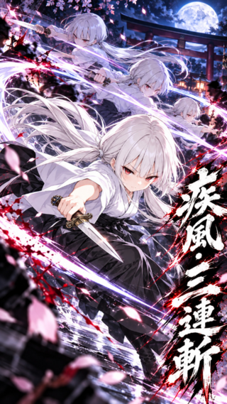 しろみこダンジョンのゲーム画面「しろみこの必殺技カットイン（演出）」