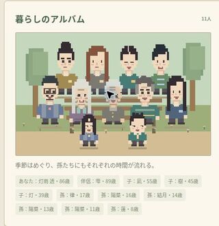 作家人生のゲーム画面「出会った家族が写真に残っていく」