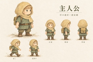 ポコの冒険譚 - 灯の里と火喰いの魔城（体験版）のゲーム画面「主人公の水彩設定画（ゲーム画面ではありません）」