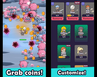 Brave Survivorsのゲーム画面「コインを集めてヒーローをカスタマイズ!」