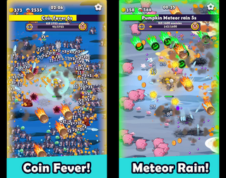 Brave Survivorsのゲーム画面「コインフィーバー&隕石の雨!」