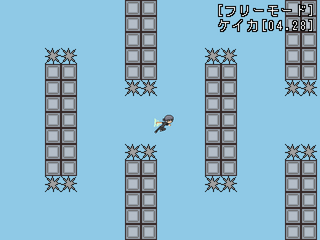 イグニッションランナーのゲーム画面「床が無く、壁を蹴って進んでいくエリア」