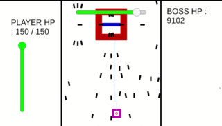 Over Speed BulletHellのゲーム画面「第一弾幕。画像では簡単に見えるが難しい」