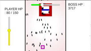 Over Speed BulletHellのゲーム画面「第四弾幕。猛烈な難しさ(第五弾幕もあるが作者の腕的にここまでしか見せれないのはここだけの話)」