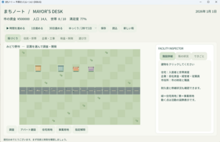 まちのーとのゲーム画面「メイン画面」