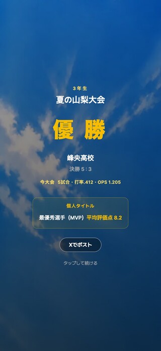 白球ルーキー 〜高校野球3年間〜のゲーム画面「大会で優勝した場面」