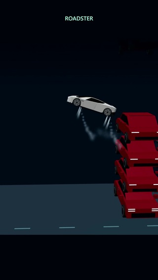 Roadsterシミュレーターのゲーム画面「空中姿勢を調整しながらゴールを目指す」